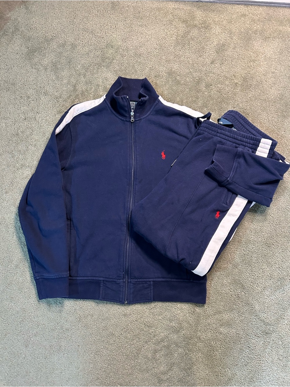 VTG Polo Ralph Lauren Tracksuit 2 Piece Set Navy White Men’s Medium Polo Sport